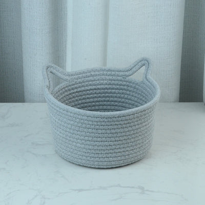 Canasta de Almacenamiento Tejida a Mano con Orejas de Gato - Image 18
