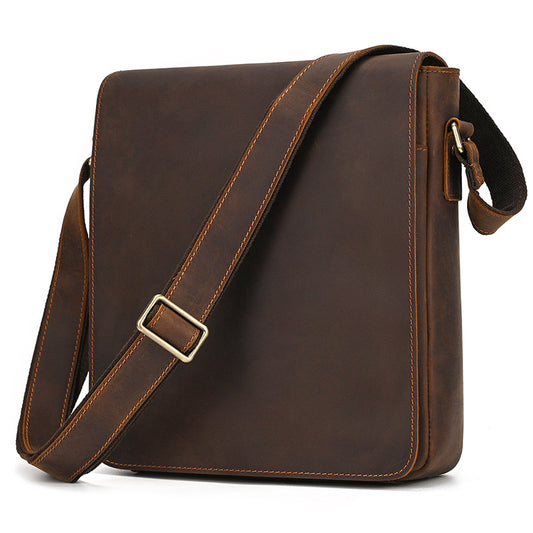 Bolsa Bandolera de Cuero Genuino Crazy Horse para Hombre