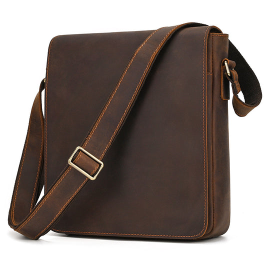 Bolsa Bandolera de Cuero Genuino Crazy Horse para Hombre