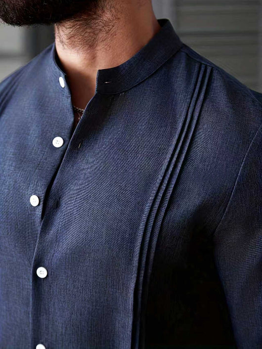 Camisa Manga Larga Cuello Mao Entallada Hombre - Image 10