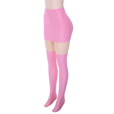 Conjunto Casual Falda Ajustada de Color Liso con Medias - Image 11