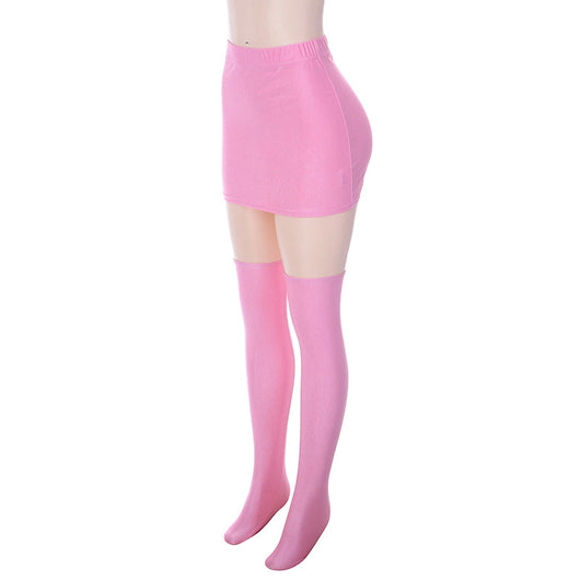 Conjunto Casual Falda Ajustada de Color Liso con Medias - Image 11