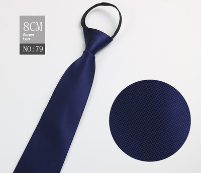 Corbata Negra Rayada Azul con Cierre Rápido - Corbata Ejecutiva Lazy Zip - Image 80