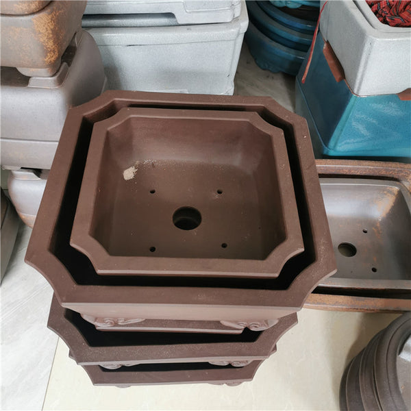 Maceta Cuadrada de Arena Púrpura para Plantas