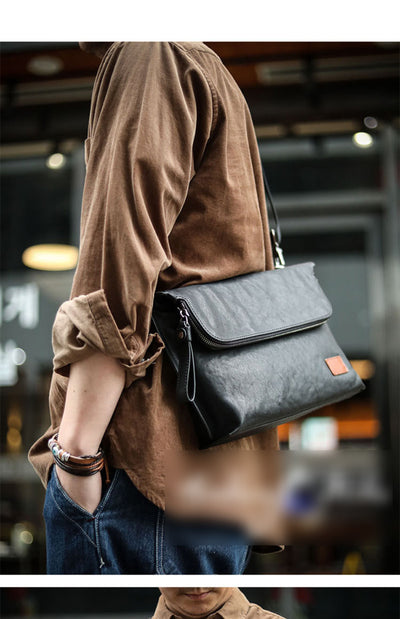 Bolsa de Cuero para Hombre Bandolera Un Hombro Piel Vacuna Suave - Image 22
