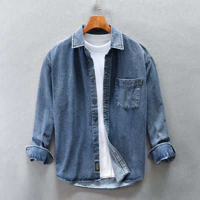 Camisa Denim Holgada con Hombros Caídos para Hombre - Image 3