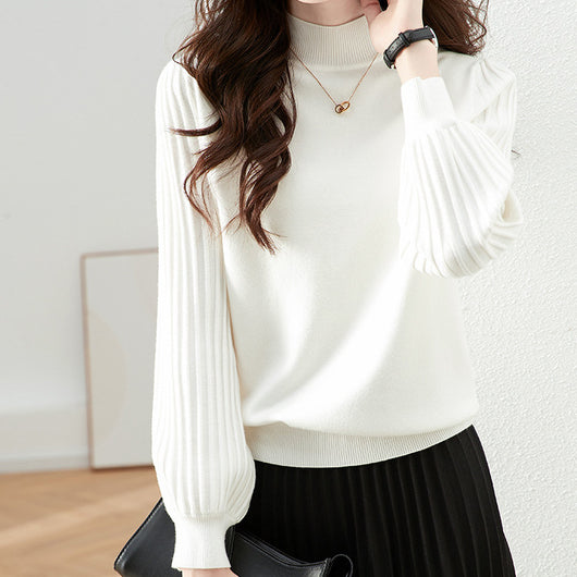 Suéter Cuello Alto Rayas Hundidas Ajustado Casual - Image 10