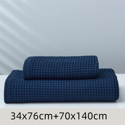 Toalla Absorbente de Algodón Puro Estilo Japonés con Patrón Honeycomb - Image 12