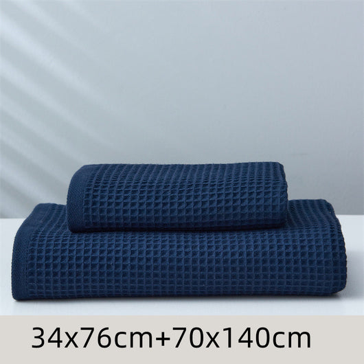 Toalla Absorbente de Algodón Puro Estilo Japonés con Patrón Honeycomb - Image 12