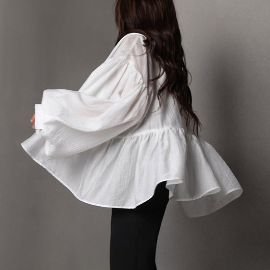Blusa Elegante con Mangas Abullonadas y Volantes - Image 8