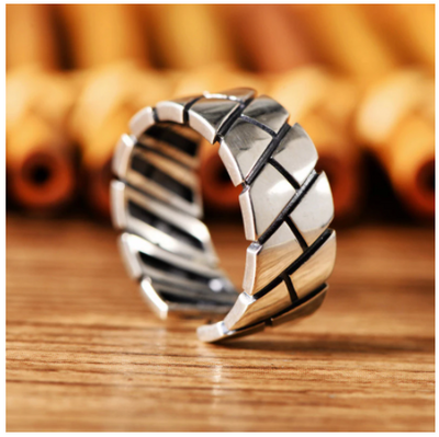 Anillo de Plata Geométrico Retro con Estilo Minimalista - Image 9