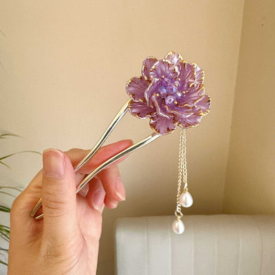 Peineta Retro Flor Peonía con Borla en U para Mujer - Image 6