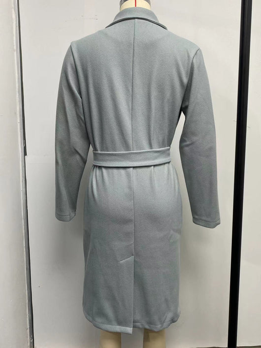 Abrigo de Lana para Mujer Cuello Polo Manga Larga Color Sólido Otoño Invierno - Image 30