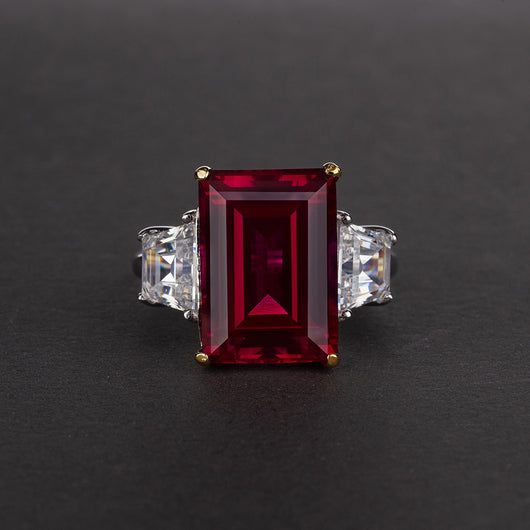Anillo Rectangular de Zafiro en Plata Brillante - Image 9