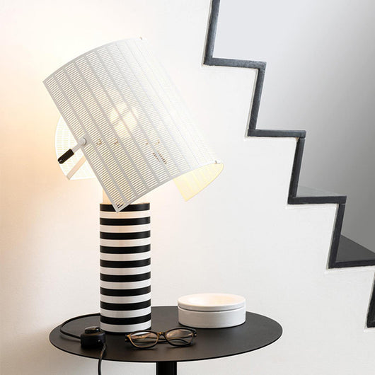 Lámpara de Mesita Minimalista Rayas Blanco y Negro Lujo Artístico - Image 3