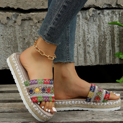 Sandalias Étnicas Verano Mujer - Chanclas Plataforma Gruesa Colores Pastel - Image 2