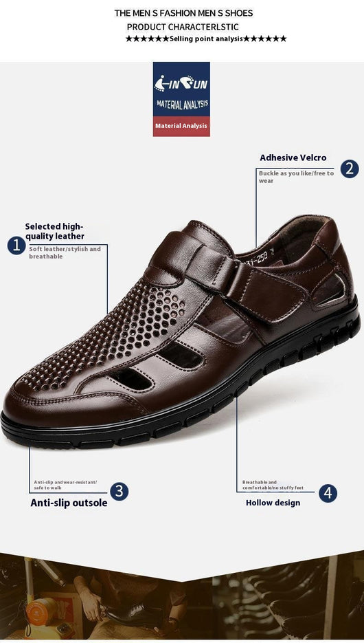 Sandalias de Cuero Perforadas para Hombre - Estilo Ejecutivo Casual - Image 7
