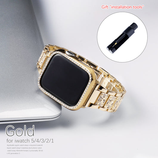 Pulsera Apple Watch de Acero Inoxidable con Diamantes de Tres Puntos - Image 9