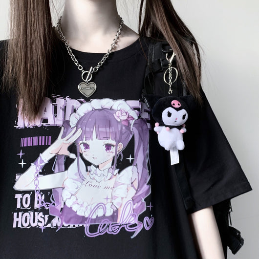 Playera Blanca Estampado Anime para Mujer - Image 3