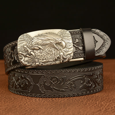 Cinturón de Cuero con Hebilla Automática y Águila Grabada Personalizada - Image 7