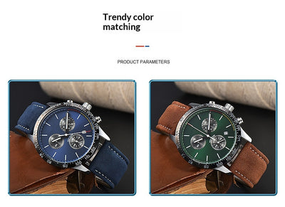 Reloj de Cuarzo para Hombre con Correa de Cuero y Calendario - Image 14