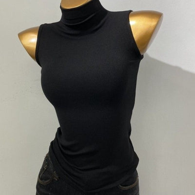 Chaleco sin Mangas Cuello Tortuga Estilo Coreano