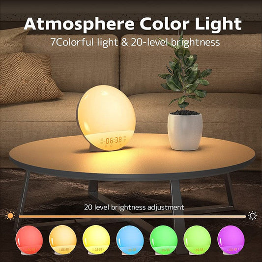 Lámpara Despertador Infantil con Luz Ambiental Multicolor y Sonidos Relajantes