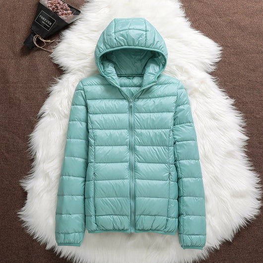 Chaqueta Acolchada Ligera para Mujer con Capucha Ajustada