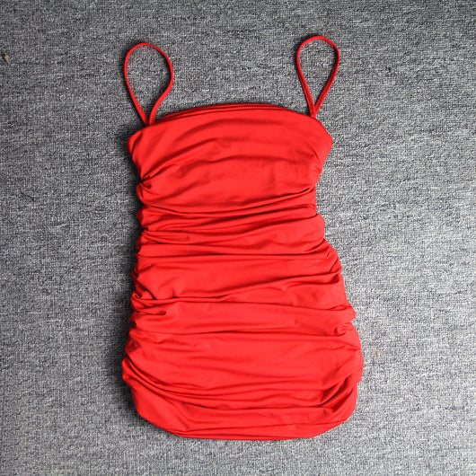 Vestido de Club Plisado con Escote Cruzado - Image 54