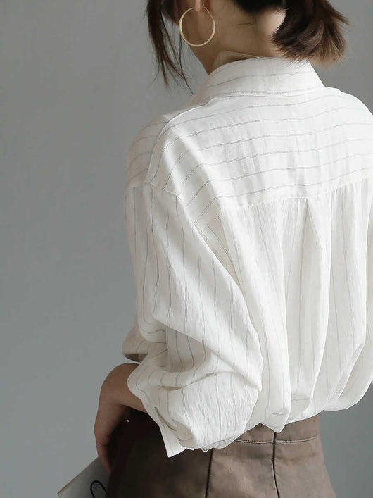 Cardigan Rayado con Botones - Blusa Suelta y Cómoda - Image 4