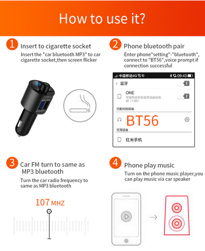 Transmisor FM Bluetooth con Carga Rápida para Auto BT56 - Image 23