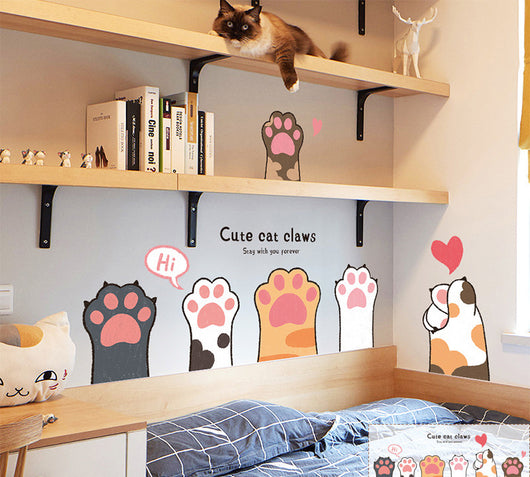 Cartoon cat wall sticker featuring multiple playful cats, one reaching for a fish, with "I LOVE FISH" text. - Image 3