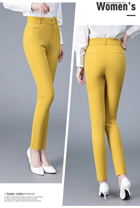 Pantalones Casuales Coreanos Cintura Alta Elásticos Ajustados Efecto Adelgazante - Image 12