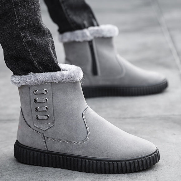 Botas Impermeables para Nieve en Algodón Grueso Negro para Hombre