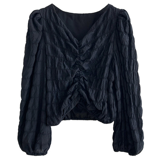 Blusa de Chifón con Escote V y Diseño Plisado - Image 12