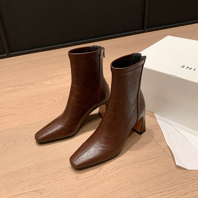 Botas de Tacón Alto Estilo Francés en Cuero Genuino para Mujer - Image 17