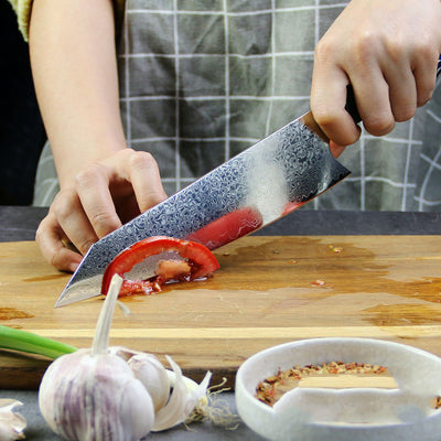 Cuchillo Kiryu Damasco Ámbar - Acero VG-10 67 Capas con Mango de Resina Mama - Image 17