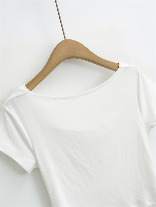 Blusa Tejida de Cuello Solapa Estilo Europeo Manga Corta - Image 8