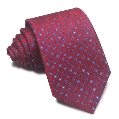 Corbata Jacquard Rayada 8CM para Hombre - Rojo, Negro y Azul - Image 11