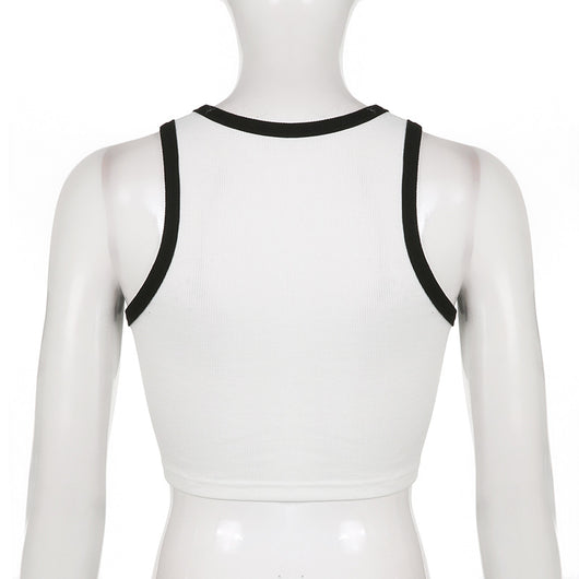 Top Cropped Estampado Alfabeto Contraste Ajustado - Image 9