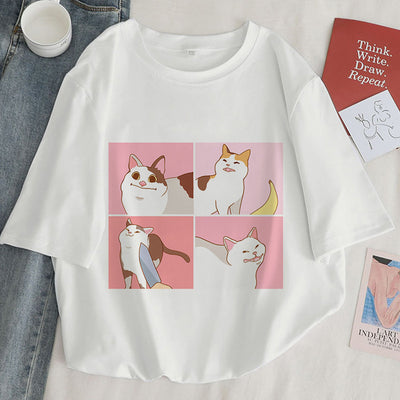 Playera para Mujer con Patrón Kawaii de Gatos - Image 26