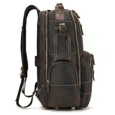Mochila de Cuero Retro para Hombre - Gran Capacidad y Múltiples Bolsillos - Image 13
