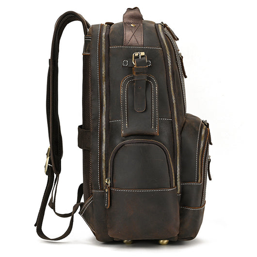 Mochila de Cuero Retro para Hombre - Gran Capacidad y Múltiples Bolsillos - Image 13