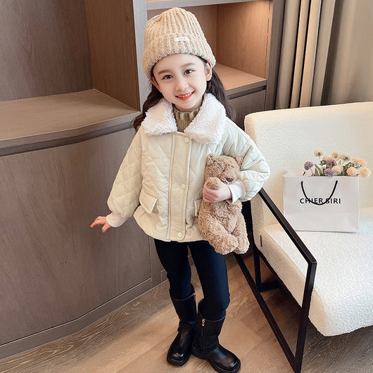 Chaqueta Casual de Invierno para Niñas con Cuello Polo Cálido - Image 3