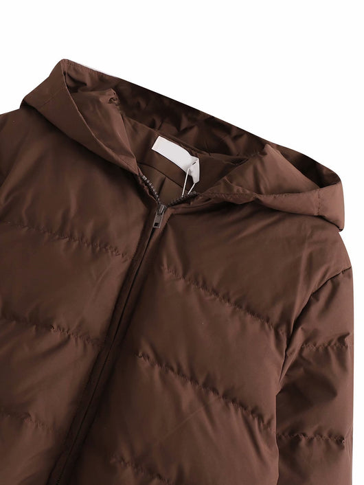 Chaqueta Puffer Corta Multicolor de Algodón con Capucha para Mujer - Image 32