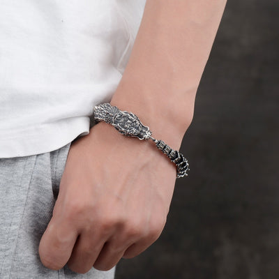 Pulsera de Cabeza de Dragón Retro Artesanal para Hombre - Image 9