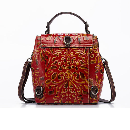 Mochila de Cuero Genuino Multifunción para Mujer