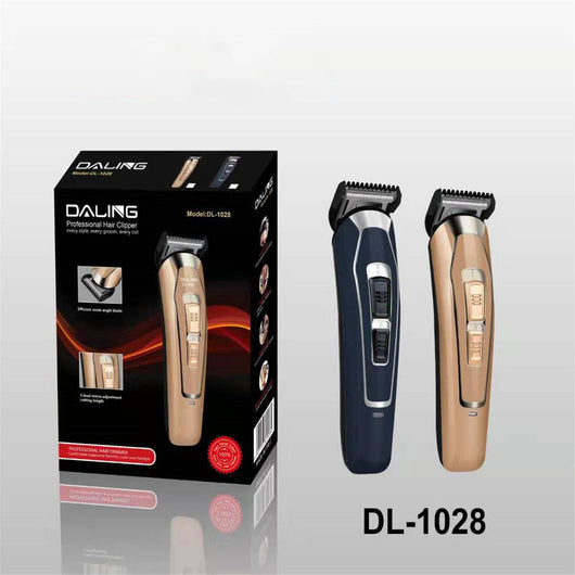 Dark blue electric hair clipper with silver accents and black buttons, featuring a stainless steel blade. - Image 8