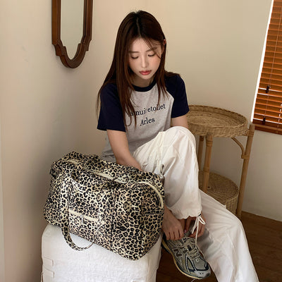 Bolsa de Hombro Estampado Leopardo en Lona para Mujer - Image 2