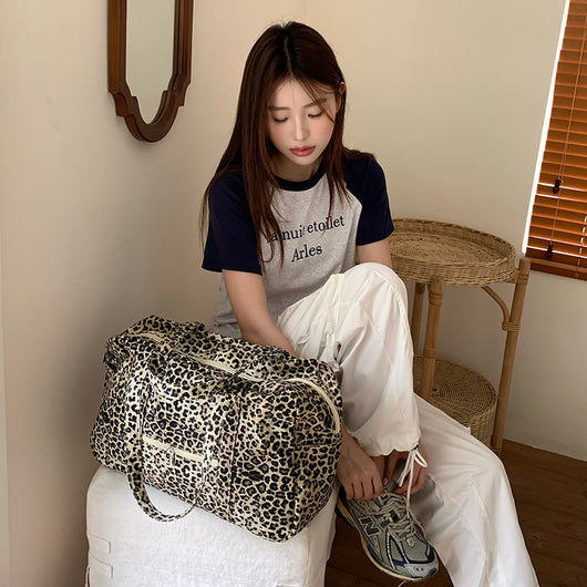 Bolsa de Hombro Estampado Leopardo en Lona para Mujer - Image 2